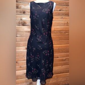 Allen B. By Allen Schwartz Black Floral Sleeveless Midi Dress Sz 8